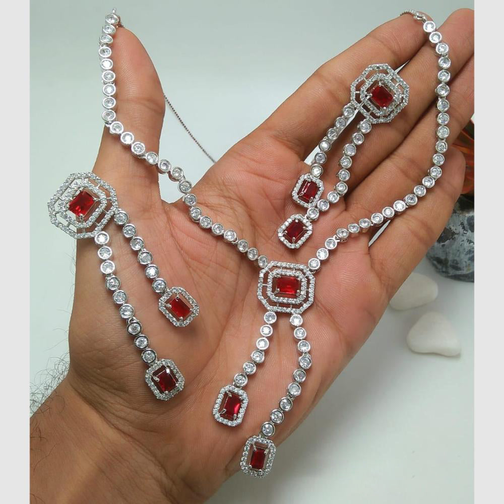 Kavita Art Silver Plated American Diamond Necklace Set