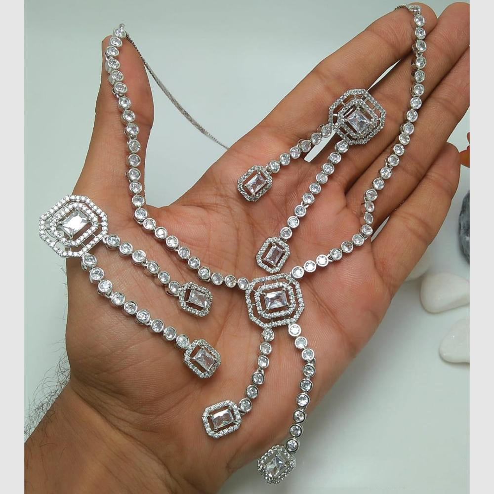 Kavita Art Silver Plated American Diamond Necklace Set