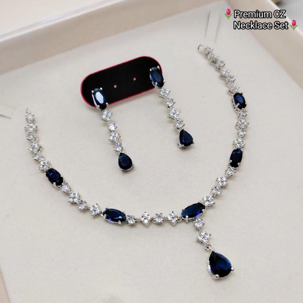 Kavita Art Silver Plated American Diamond Necklace Set