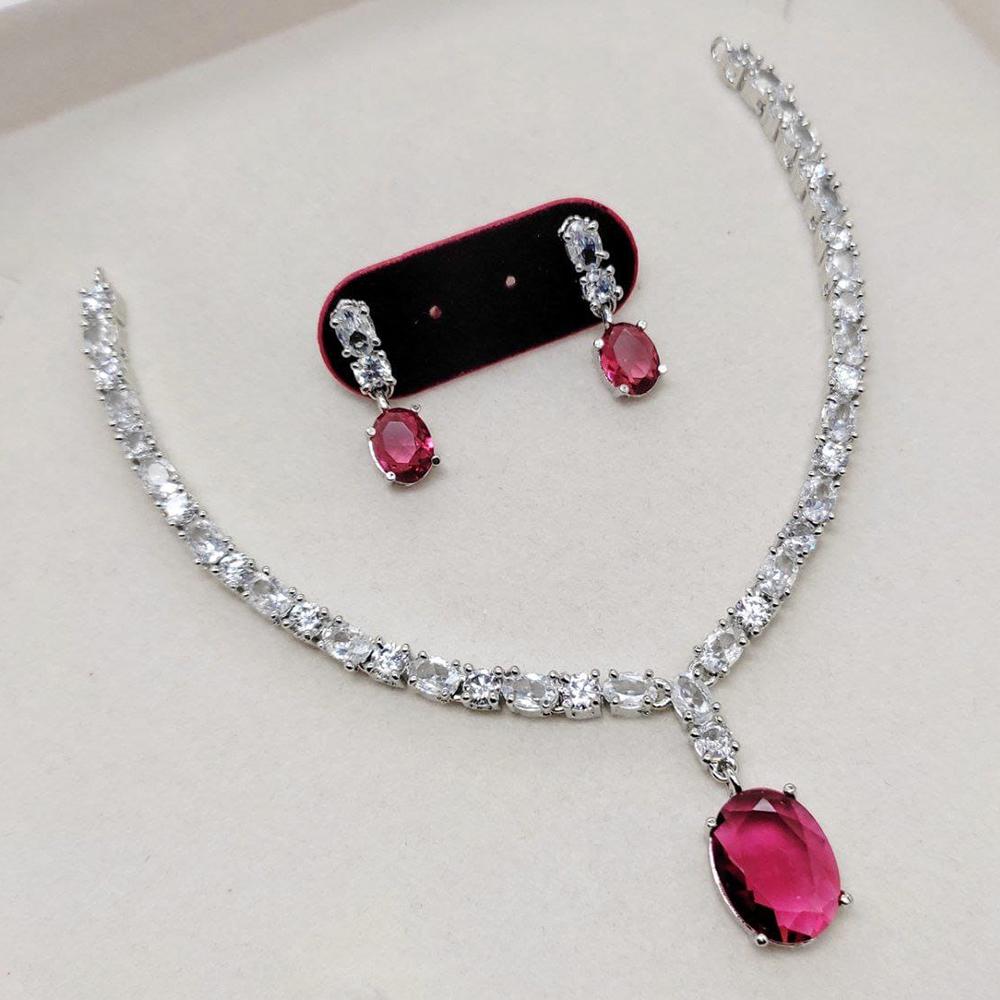 Kavita Art Silver Plated American Diamond Necklace Set