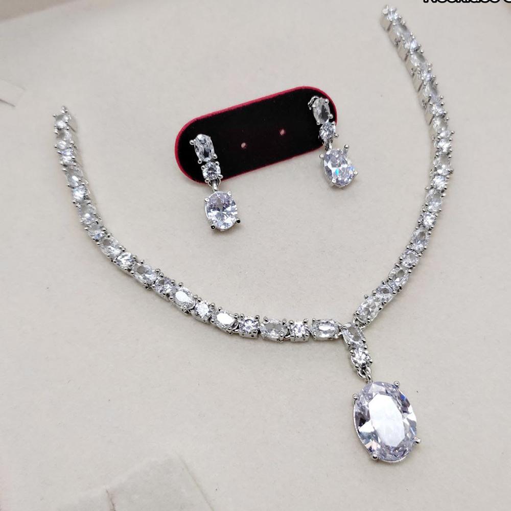 Kavita Art Silver Plated American Diamond Necklace Set