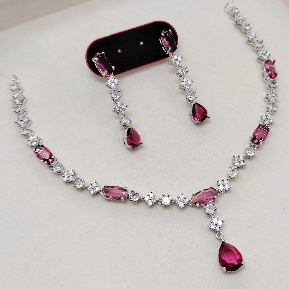 Kavita Art Silver Plated American Diamond Necklace Set