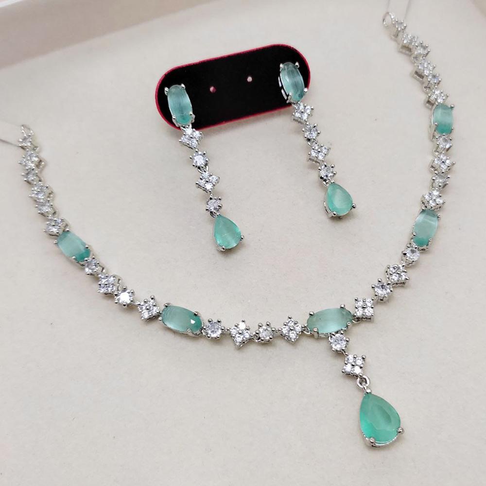 Kavita Art Silver Plated American Diamond Necklace Set