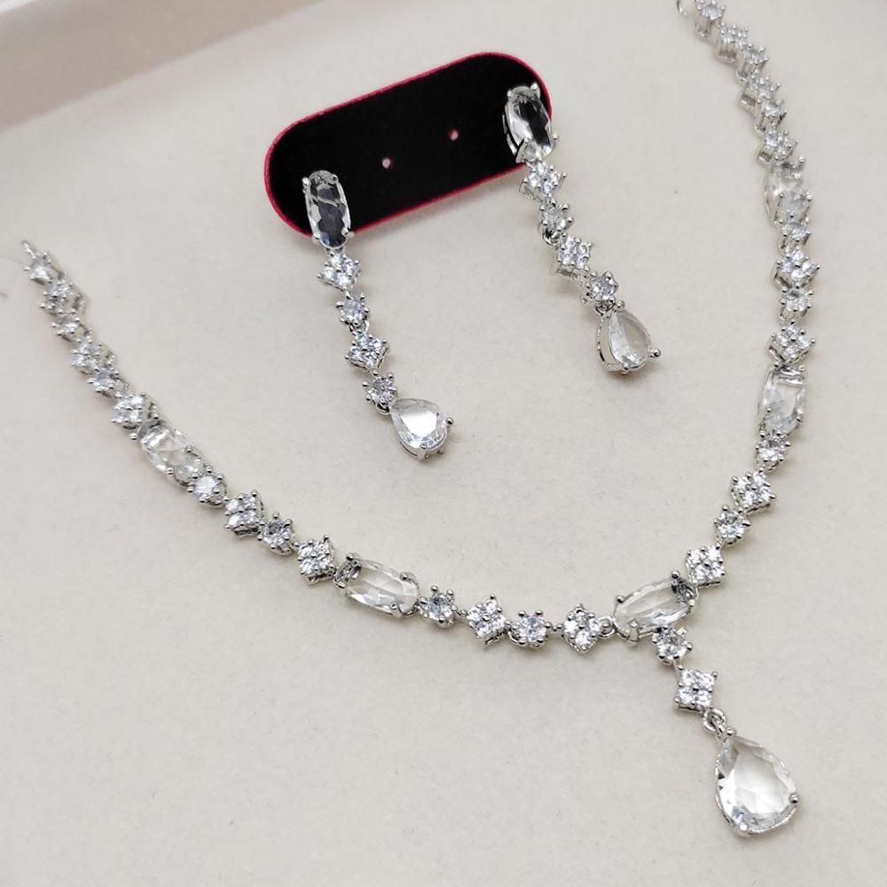 Kavita Art Silver Plated American Diamond Necklace Set