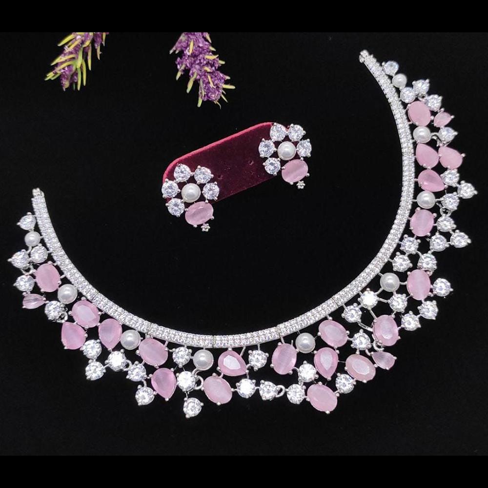 Kavita Art Silver Plated American Diamond Necklace Set