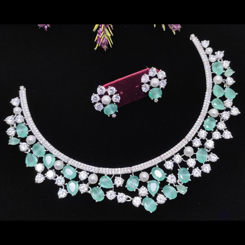 Kavita Art Silver Plated American Diamond Necklace Set