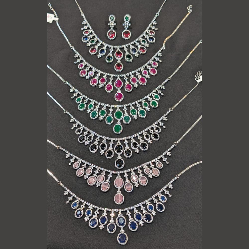 Kavita Art Silver Plated American Diamond Necklace Set