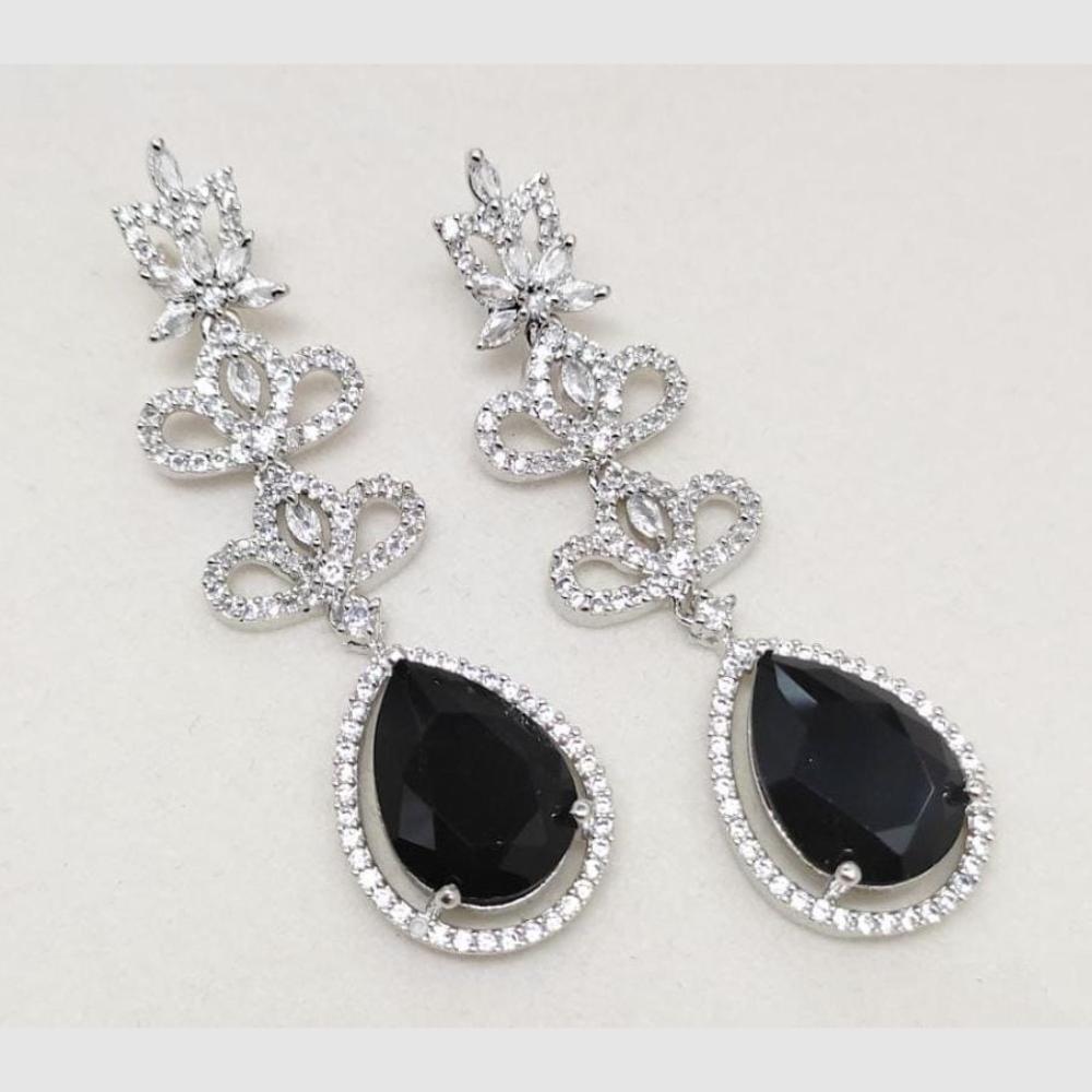 Kavita Art Silver Plated American Diamonds Dangler Earrings