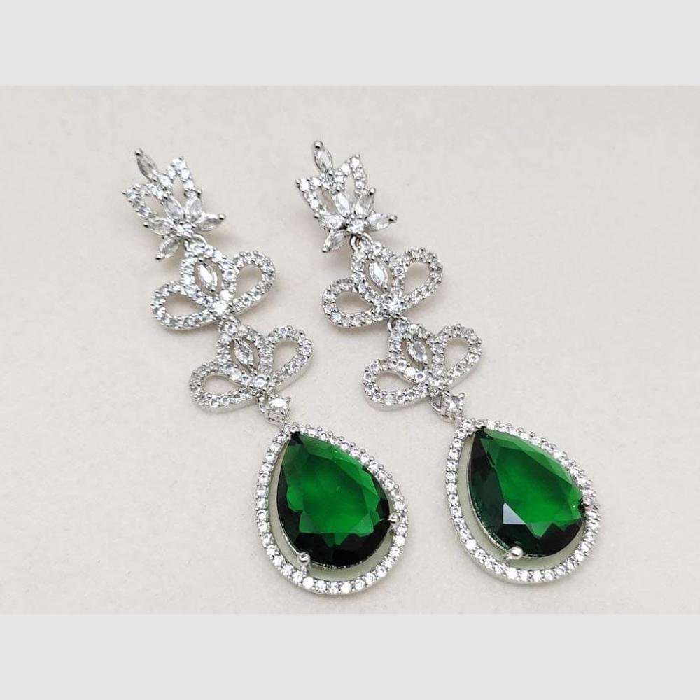 Kavita Art Silver Plated American Diamonds Dangler Earrings