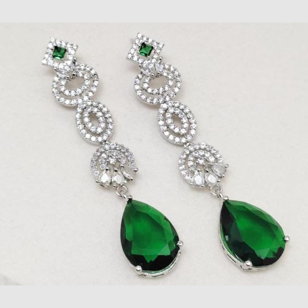 Kavita Art Silver Plated American Diamonds Dangler Earrings