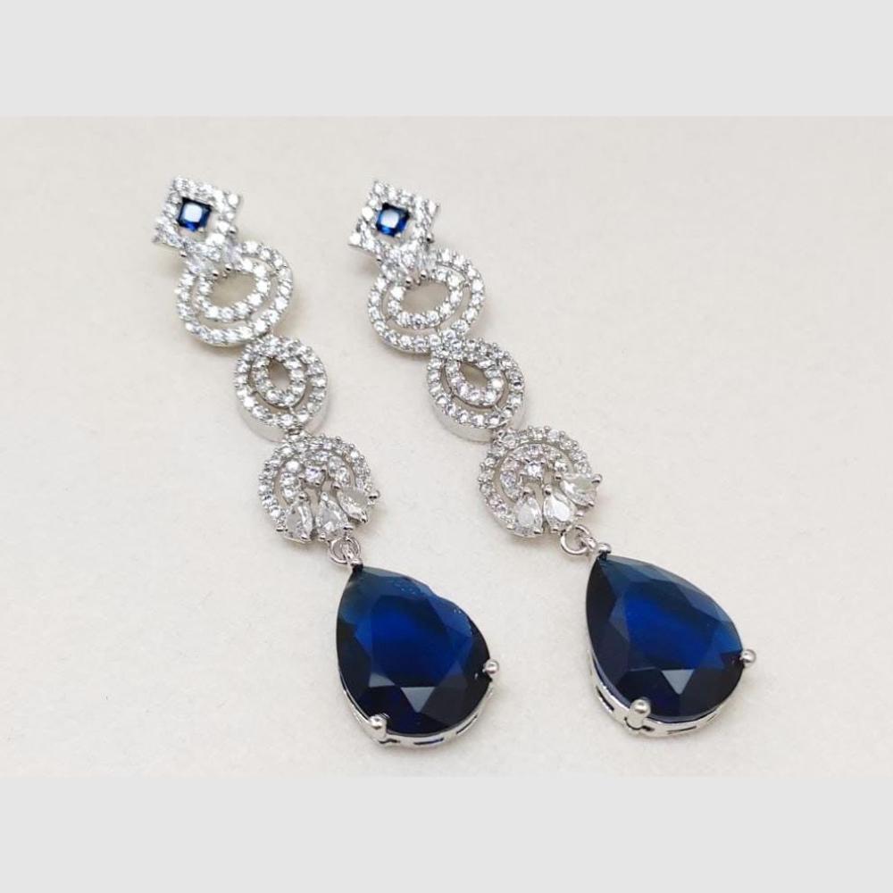 Kavita Art Silver Plated American Diamonds Dangler Earrings