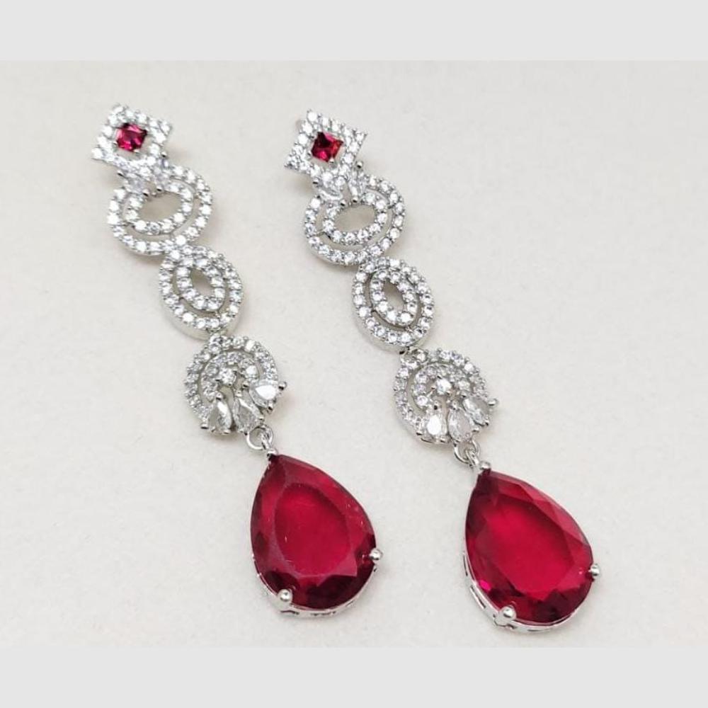 Kavita Art Silver Plated American Diamonds Dangler Earrings