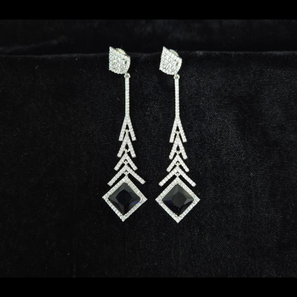 Kavita Art Silver Plated American Diamonds Dangler Earrings