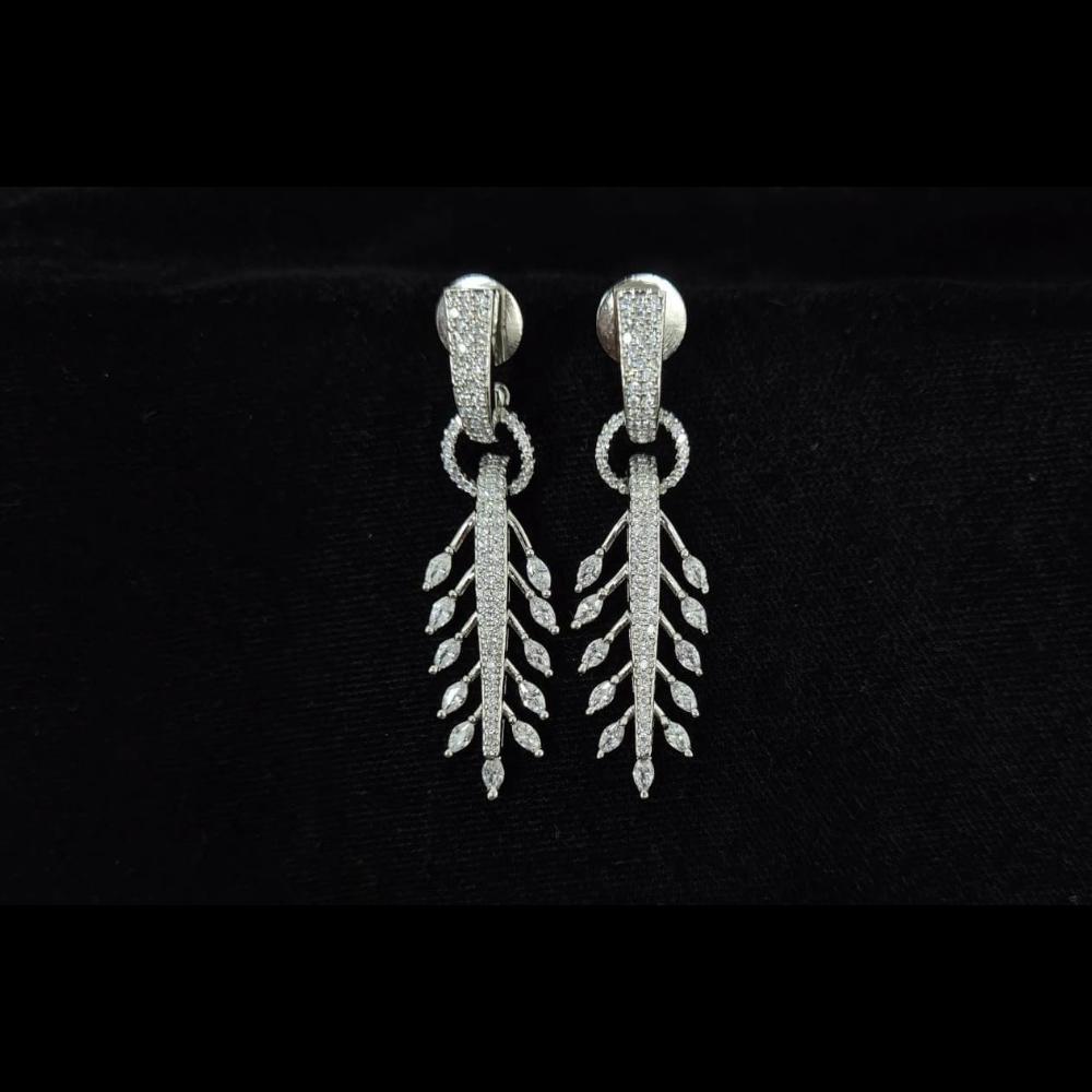 Kavita Art Silver Plated American Diamonds Dangler Earrings