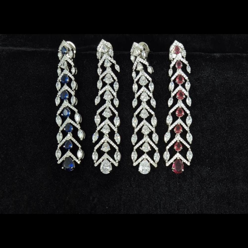 Kavita Art Silver Plated American Diamonds Dangler Earrings