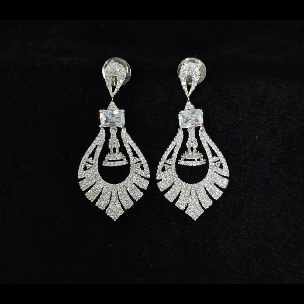 Kavita Art Silver Plated American Diamonds Dangler Earrings