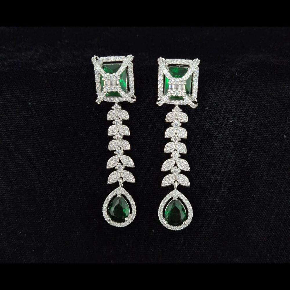 Kavita Art Silver Plated American Diamonds Dangler Earrings