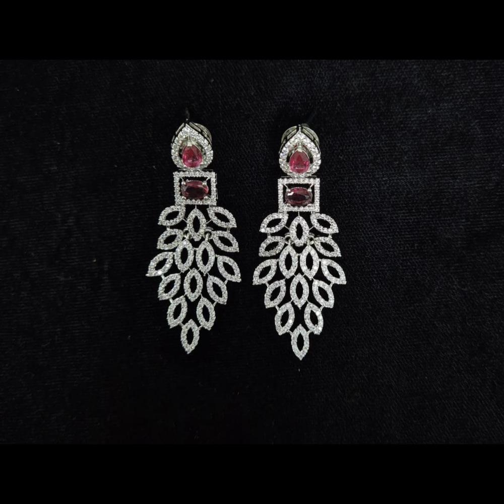 Kavita Art Silver Plated American Diamonds Dangler Earrings