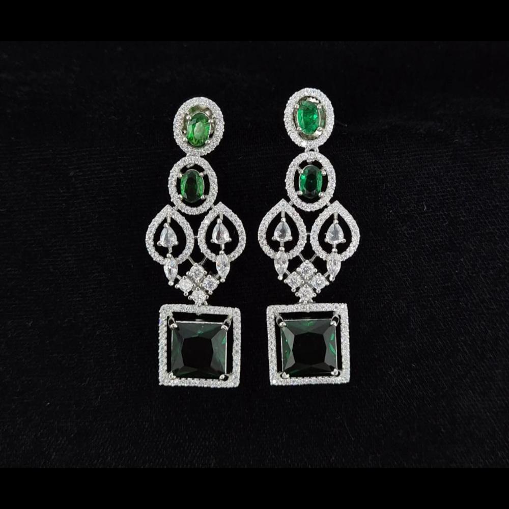 Kavita Art Silver Plated American Diamonds Dangler Earrings