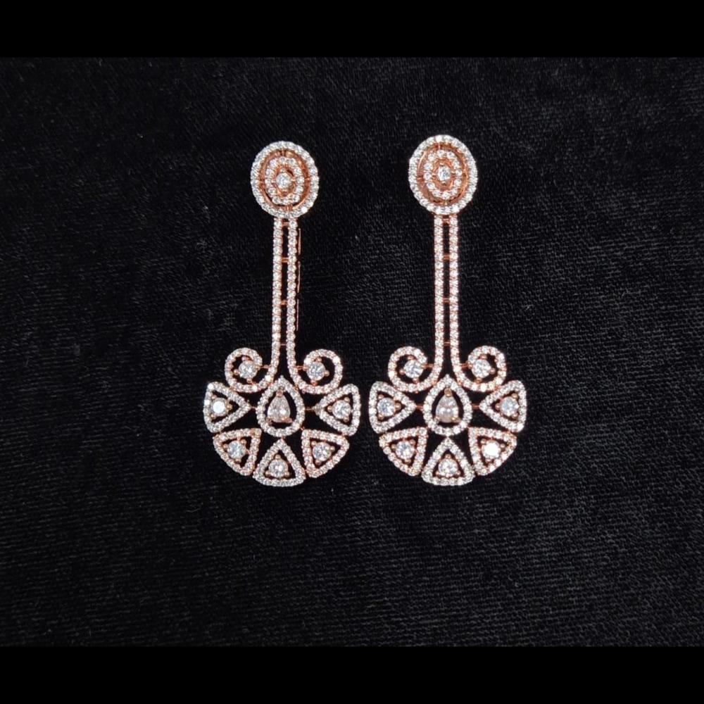 Kavita Art Rose Gold Plated American Diamonds Dangler Earrings