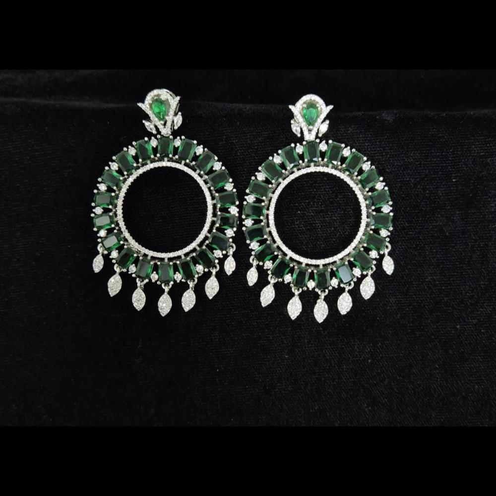 Kavita Art Silver Plated American Diamonds Dangler Earrings