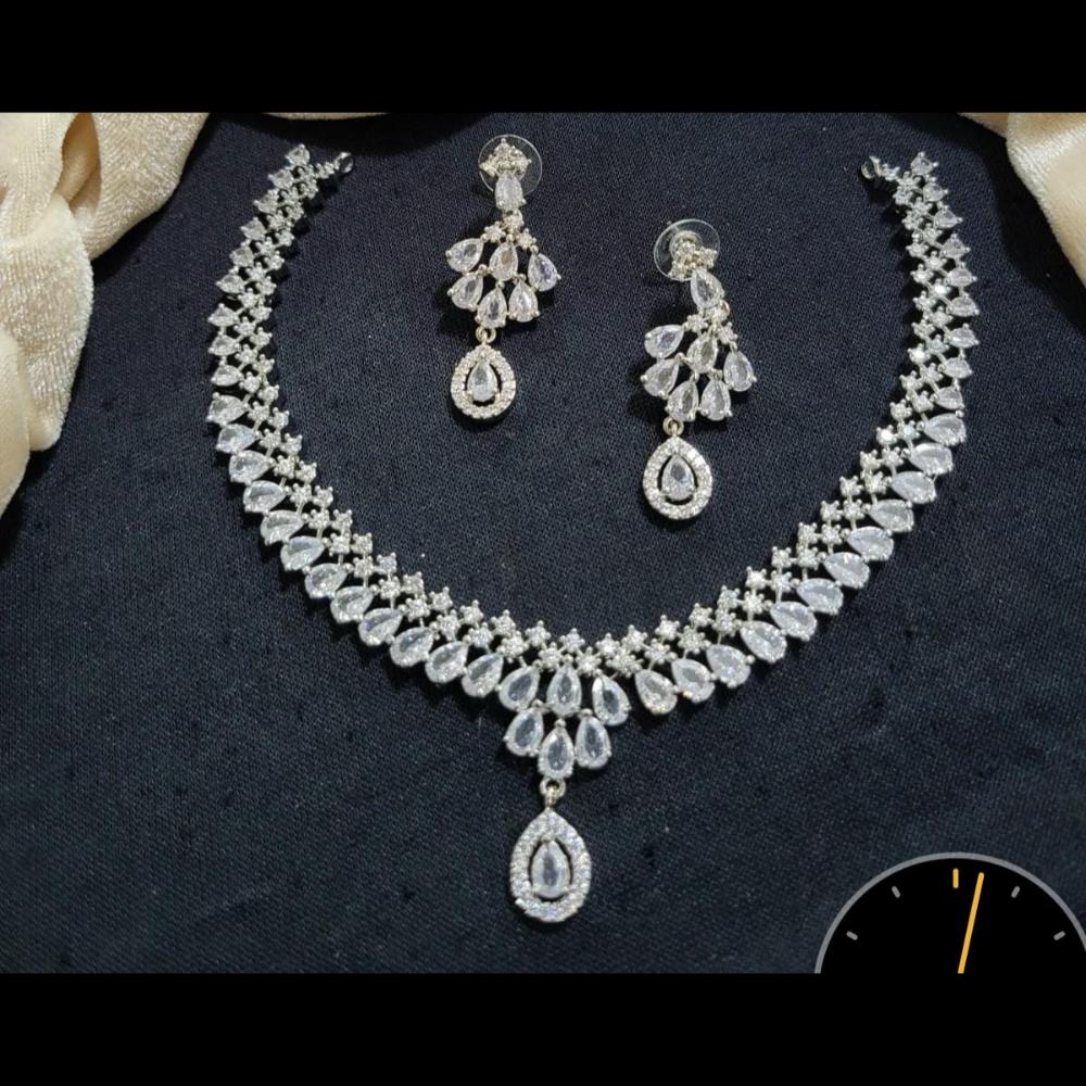 Kavita Art Silver Plated American Diamond Necklace Set
