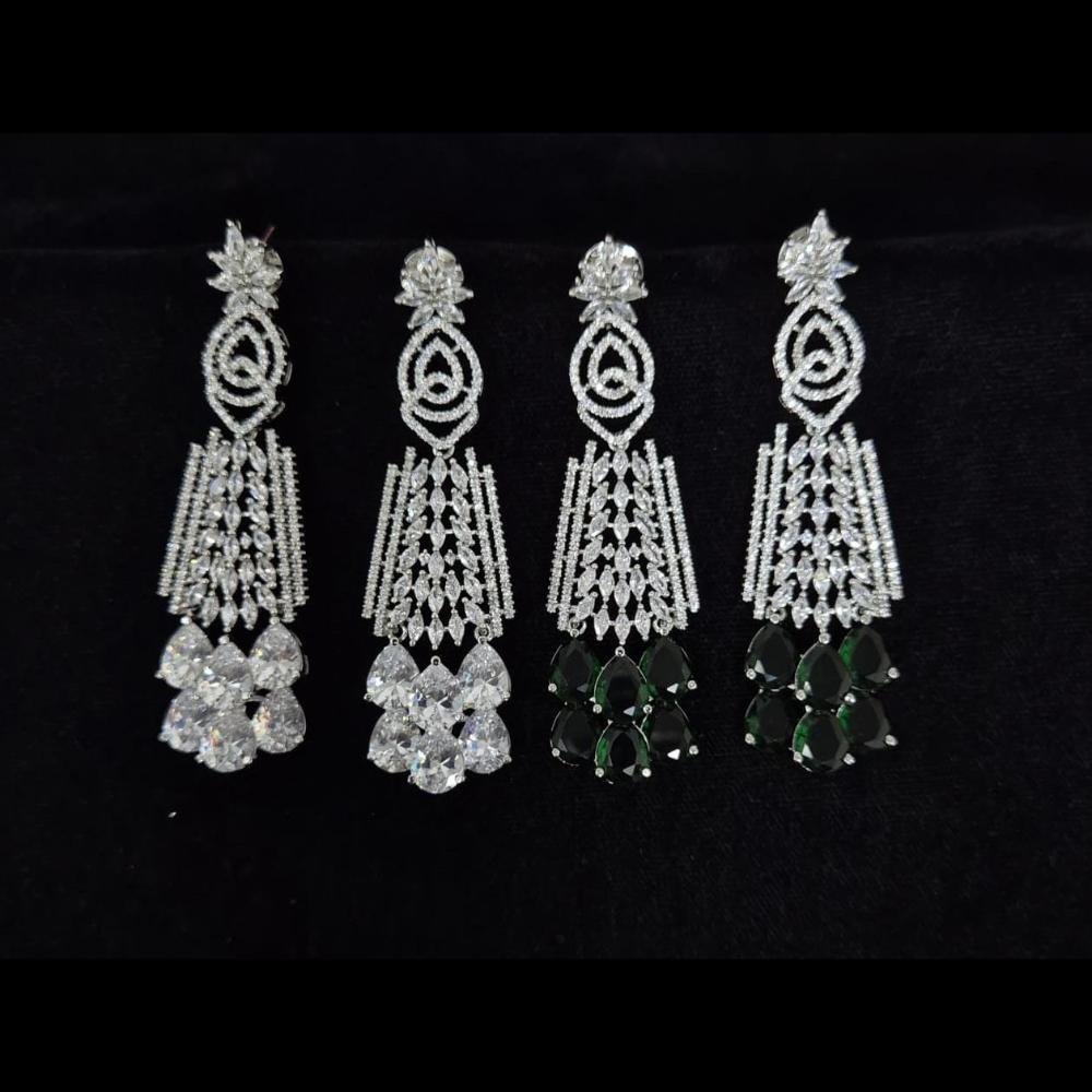 Kavita Art Silver Plated American Diamonds Dangler Earrings