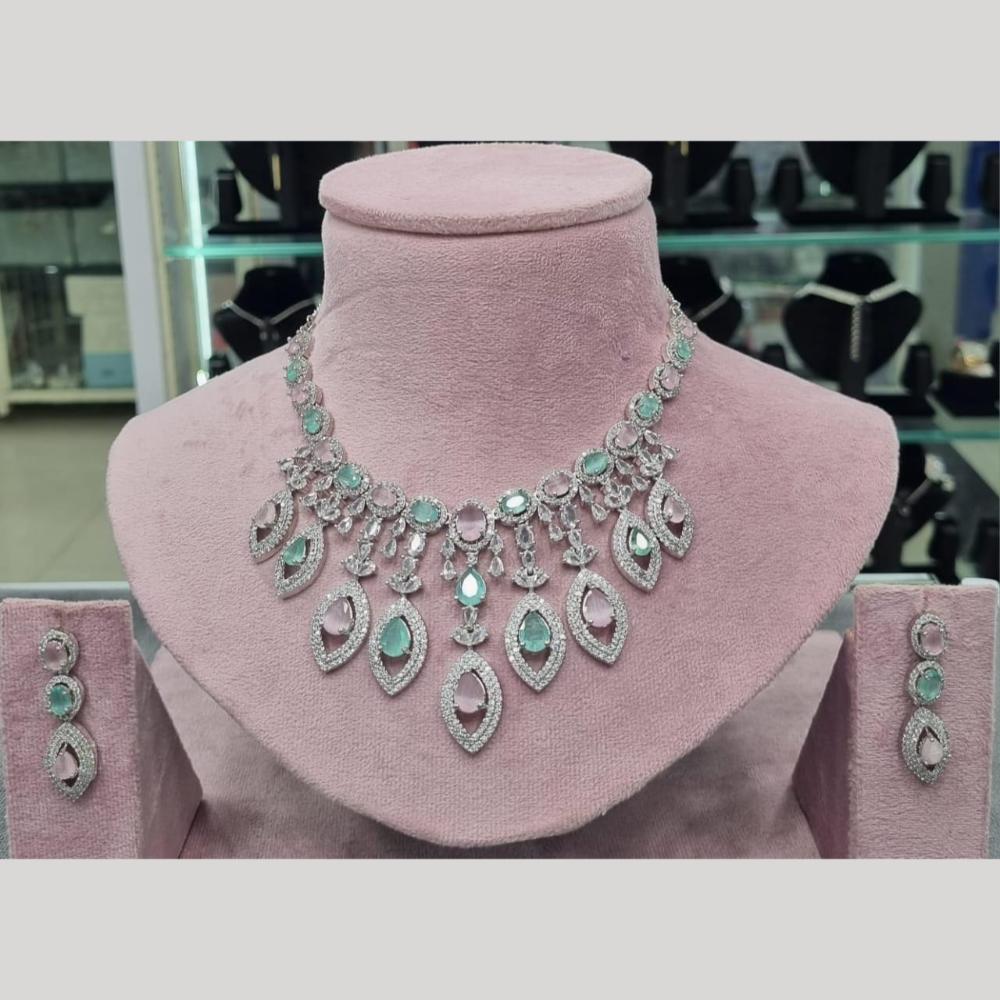 Kavita Art Silver Plated American Diamond Necklace Set