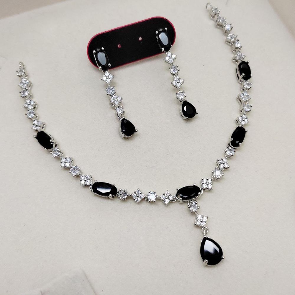 Kavita Art Silver Plated American Diamond Necklace Set