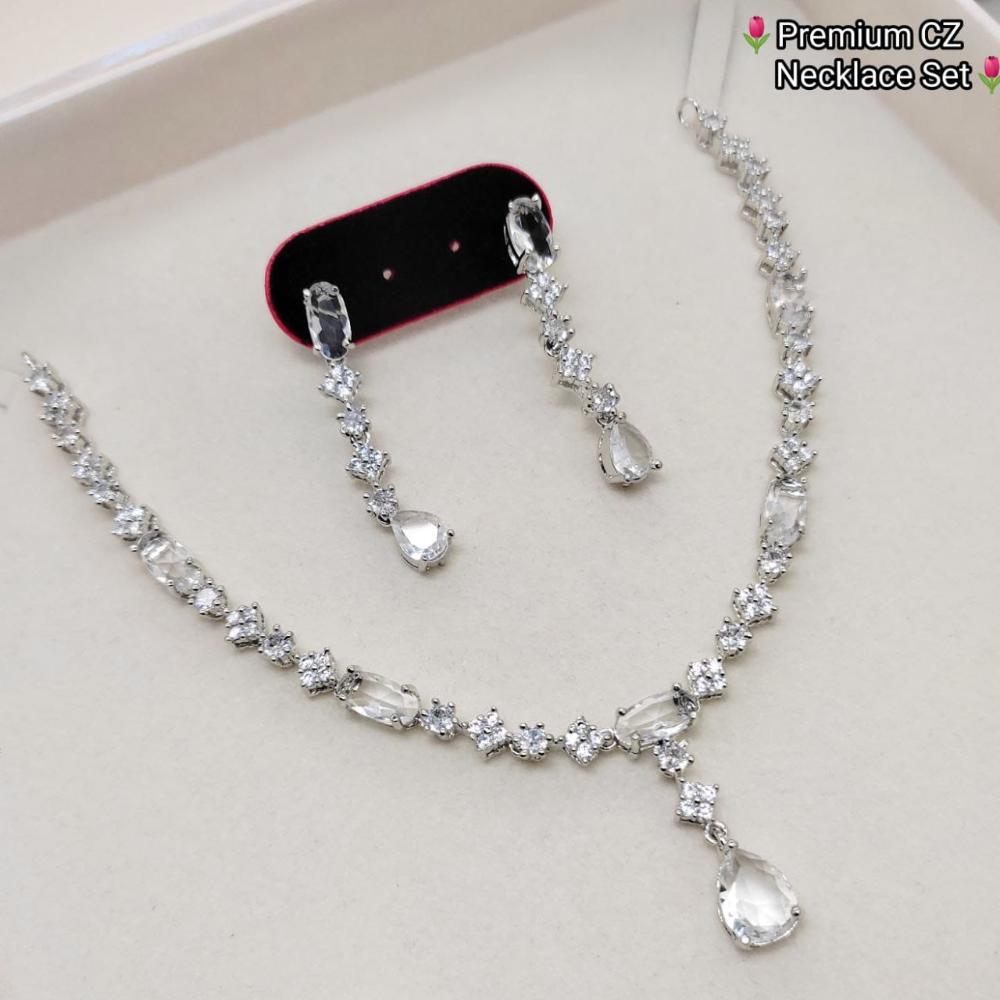 Kavita Art Silver Plated American Diamond Necklace Set
