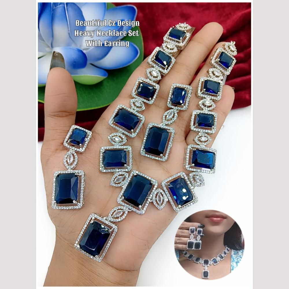 Kavita Art Silver Plated American Diamond Necklace Set