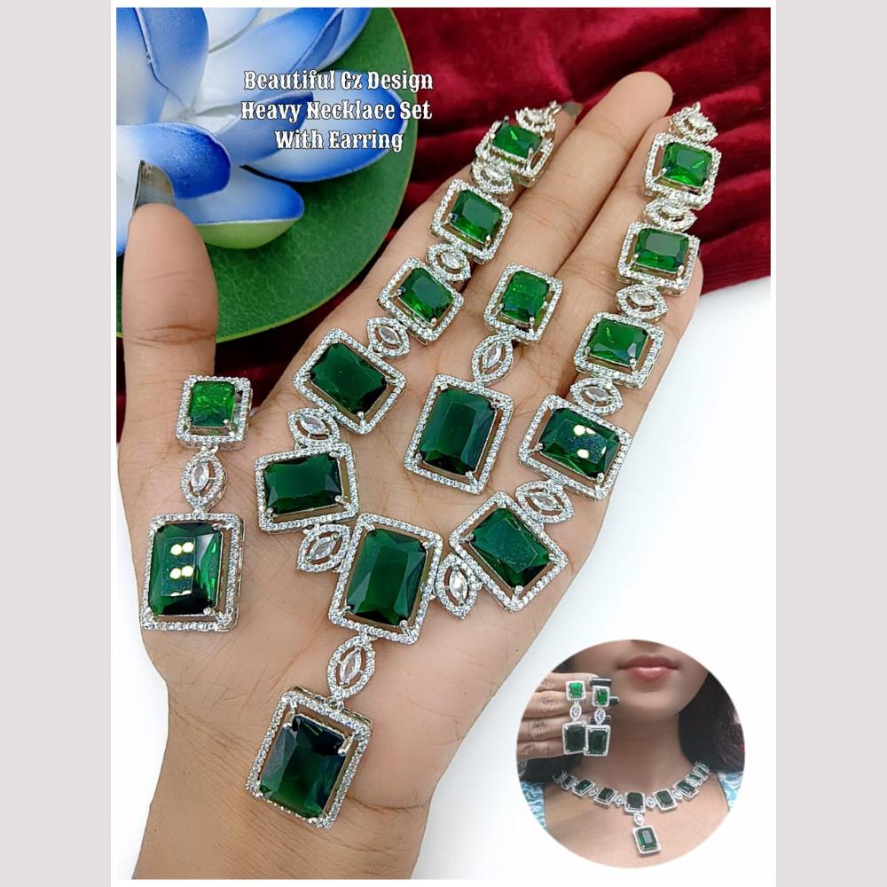 Kavita Art Silver Plated American Diamond Necklace Set