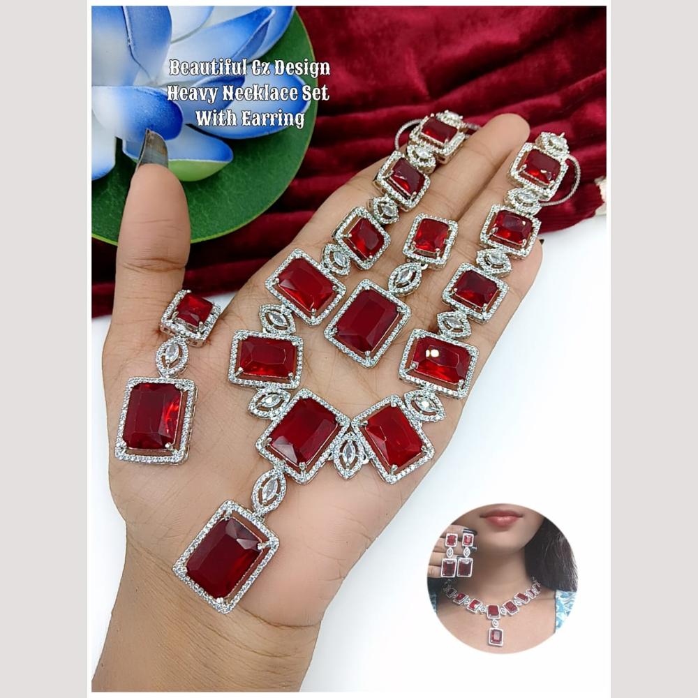 Kavita Art Silver Plated American Diamond Necklace Set