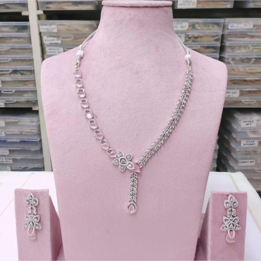 Kavita Art Silver Plated American Diamond Necklace Set