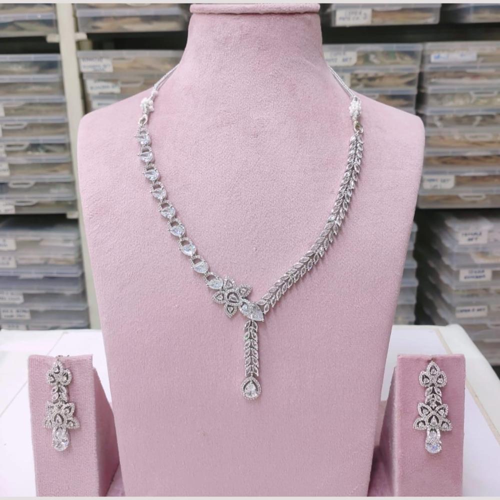 Kavita Art Silver Plated American Diamond Necklace Set