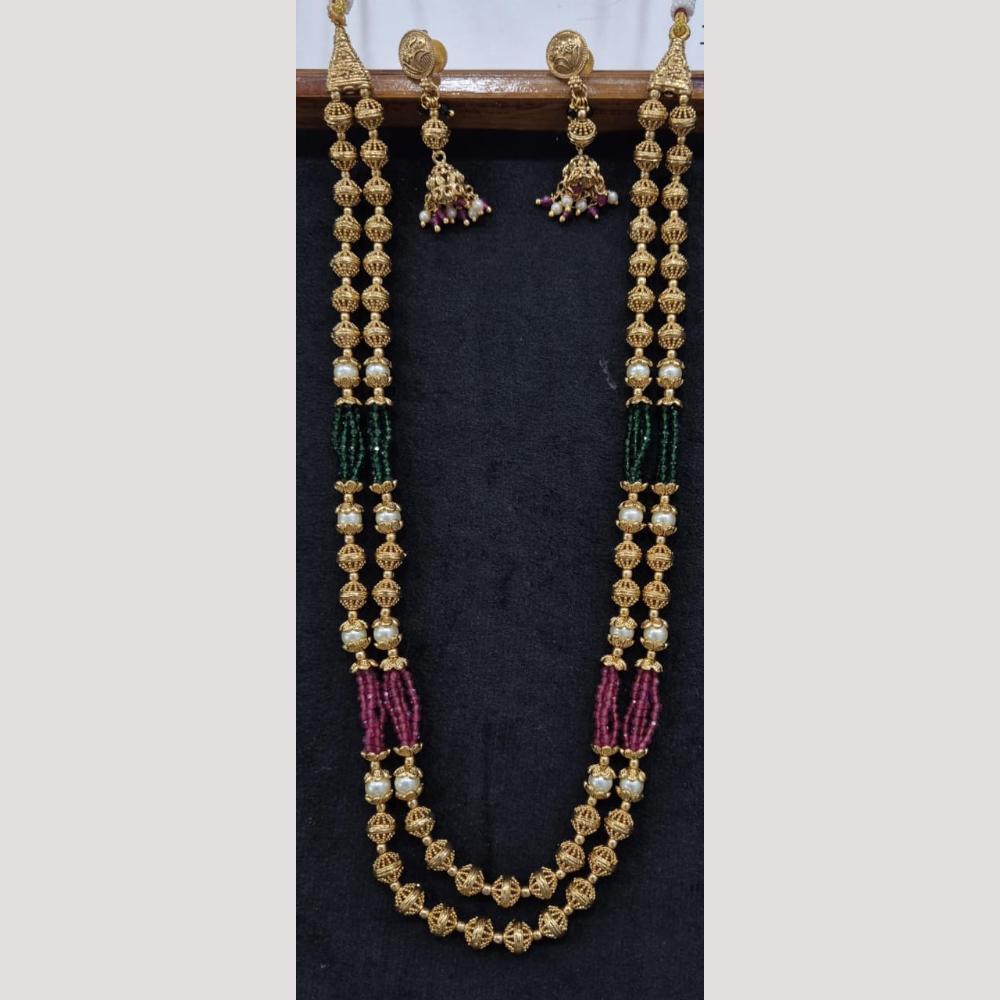 Kavita Art Gold Plated Pearls And Beads Long Necklace Set