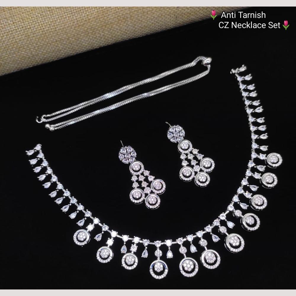 Kavita Art Silver Plated American Diamond Necklace Set