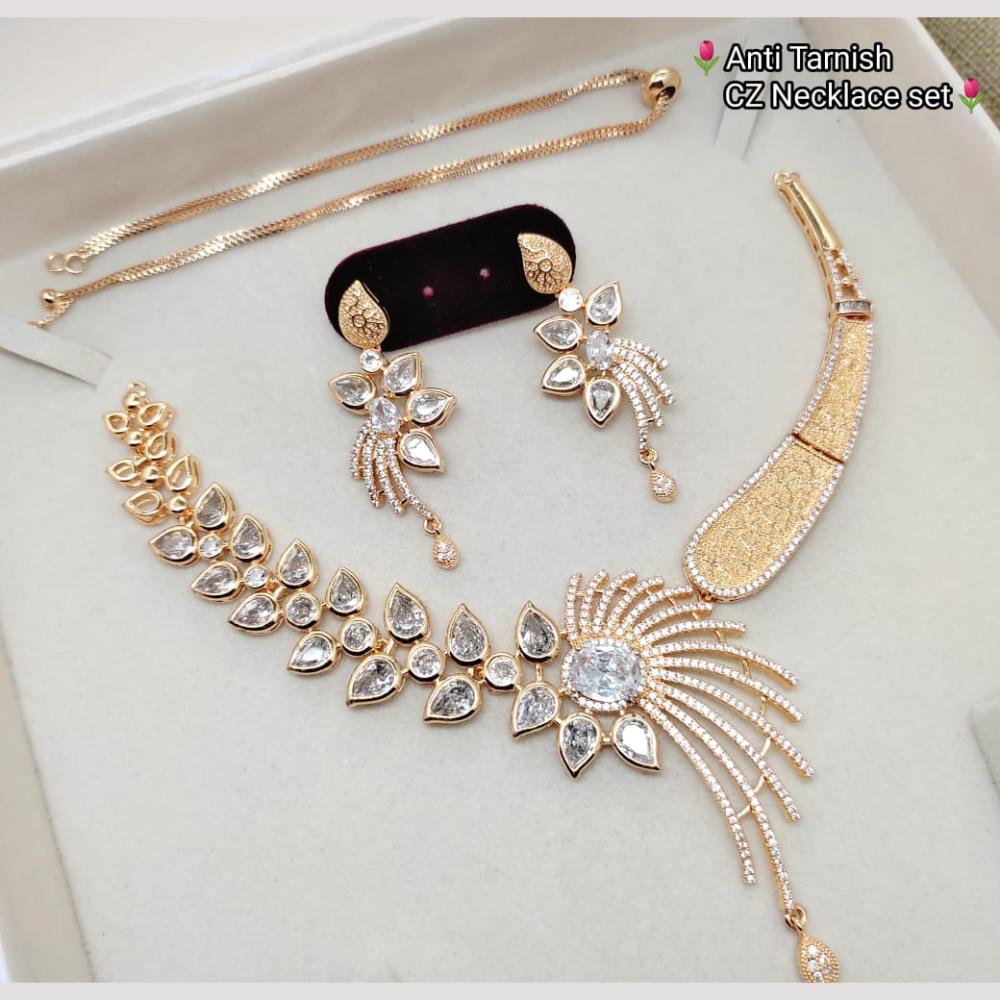 Kavita Art Gold Plated American Diamond Necklace Set