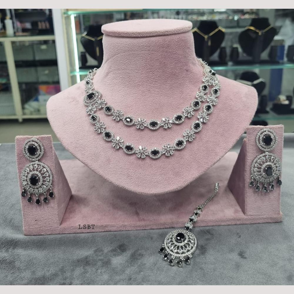 Kavita Art Silver Plated American Diamond Necklace Set