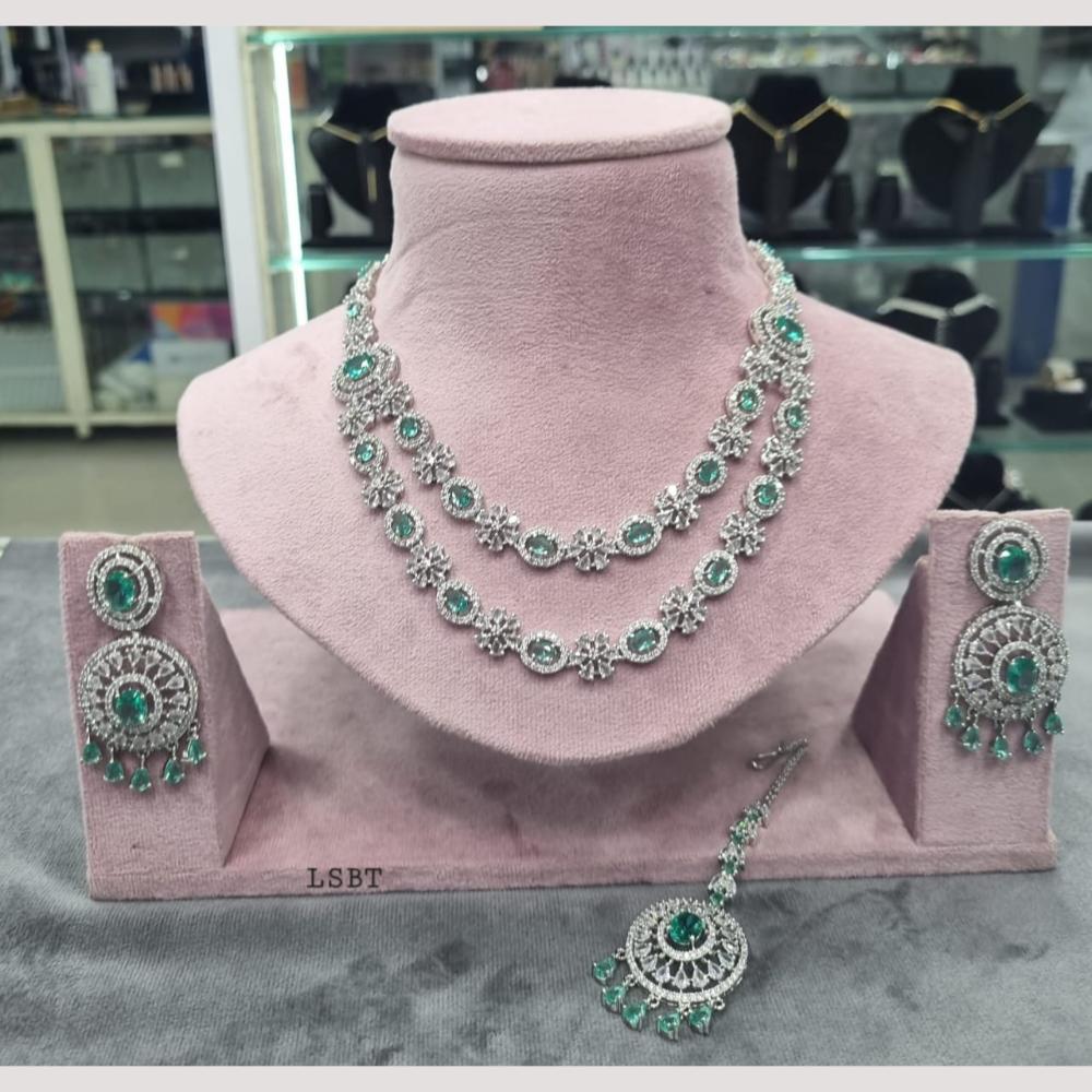 Kavita Art Silver Plated American Diamond Necklace Set