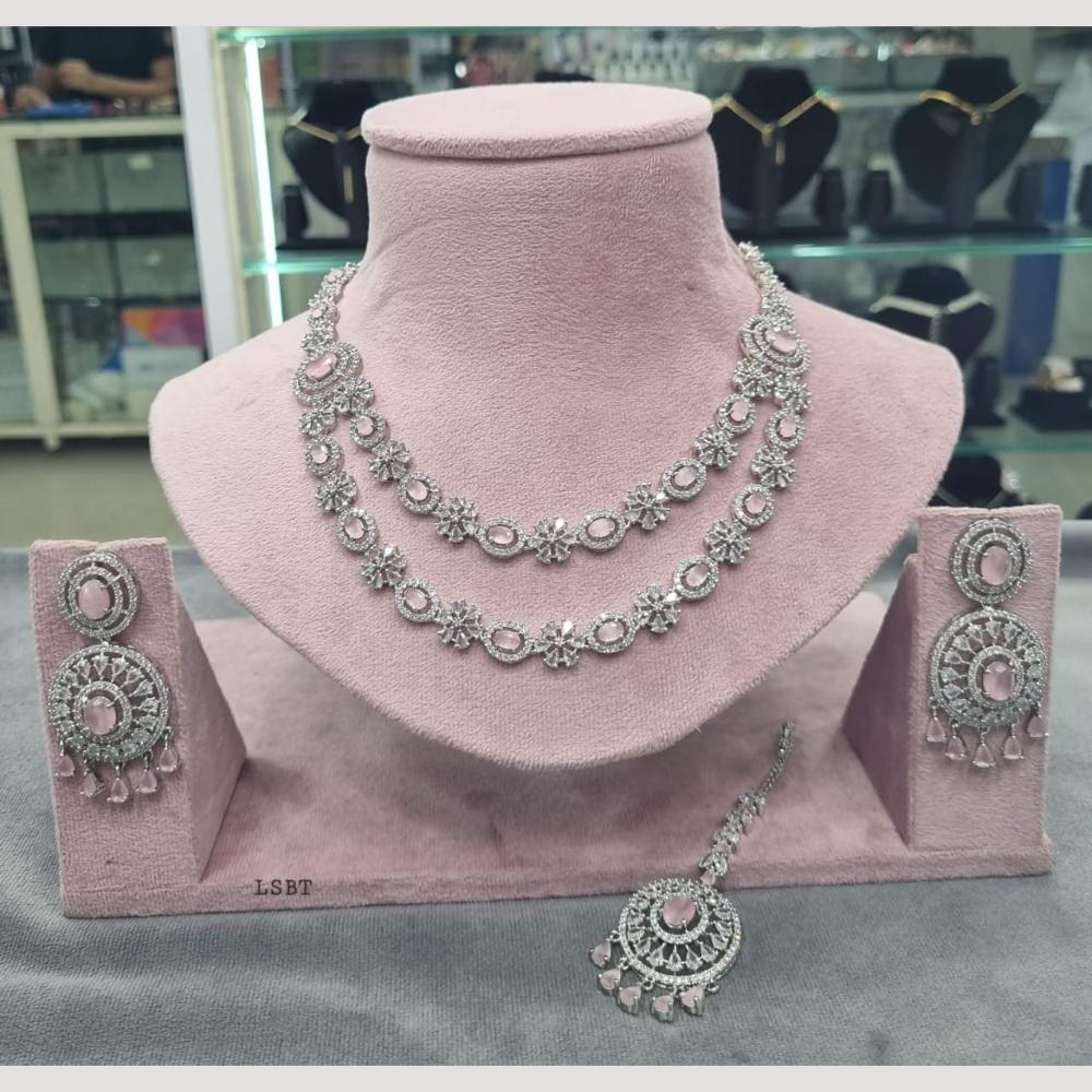 Kavita Art Silver Plated American Diamond Necklace Set