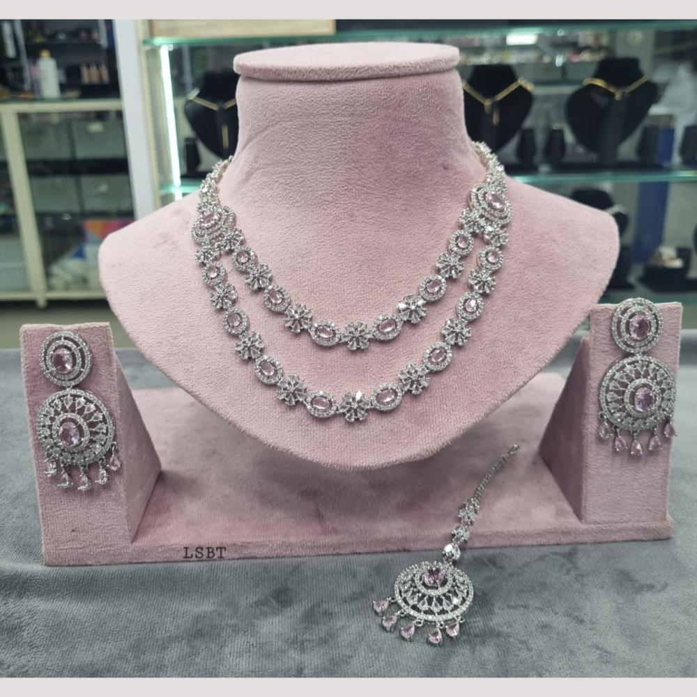 Kavita Art Silver Plated American Diamond Necklace Set