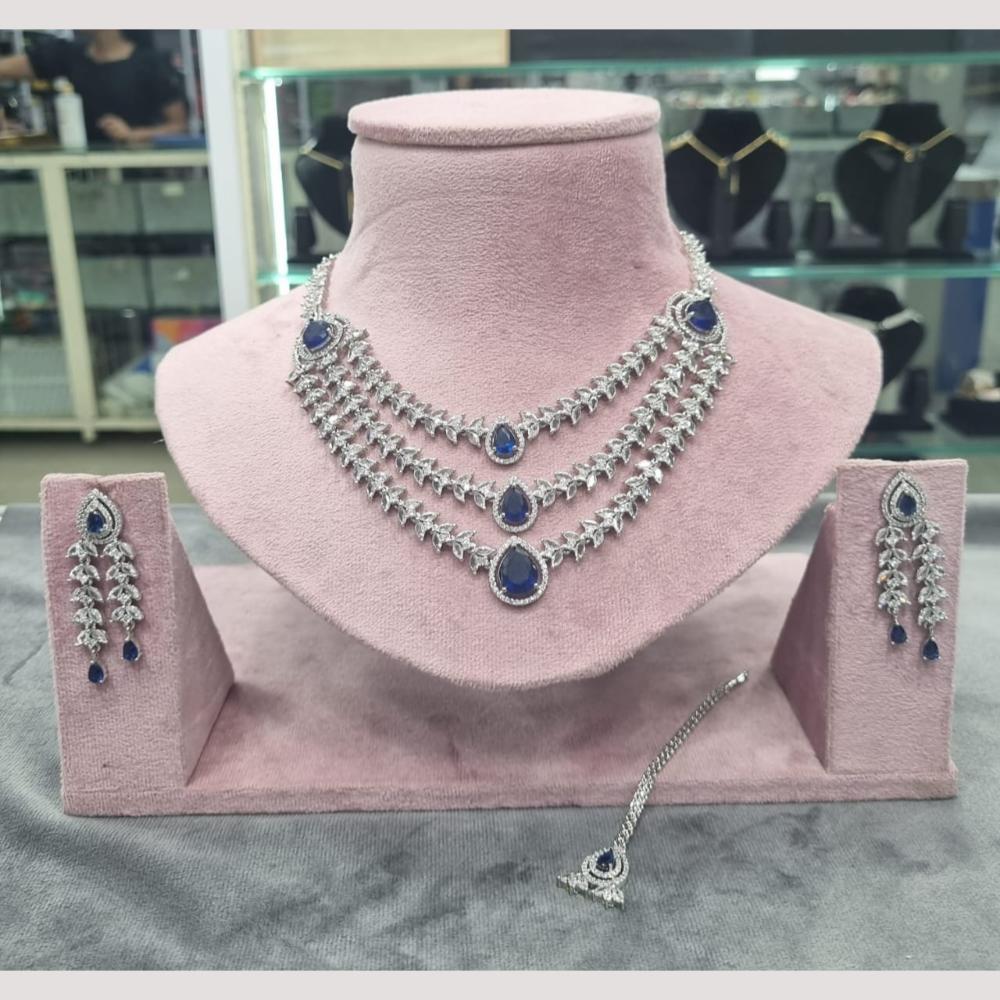 Kavita Art Silver Plated American Diamond Necklace Set