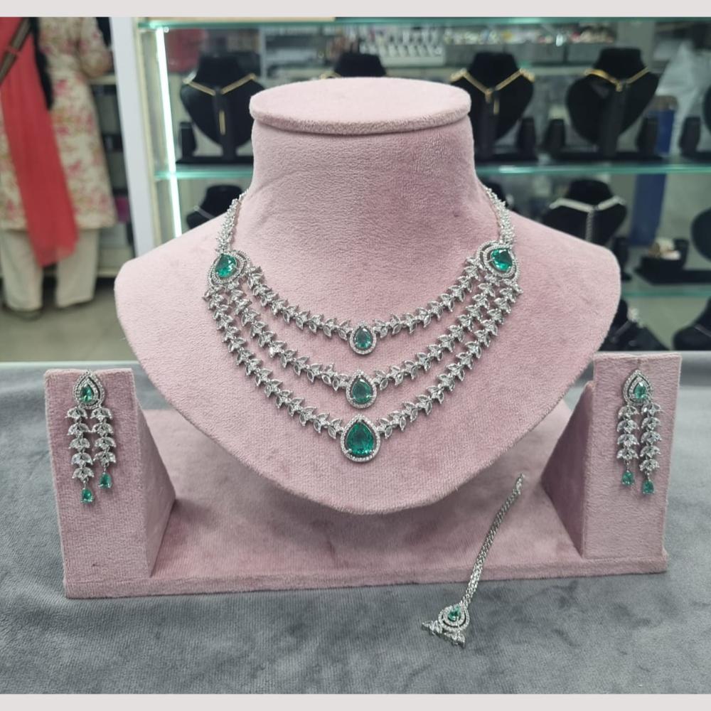 Kavita Art Silver Plated American Diamond Necklace Set