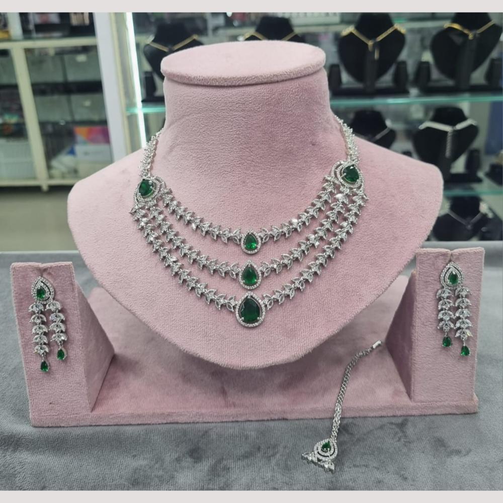 Kavita Art Silver Plated American Diamond Necklace Set