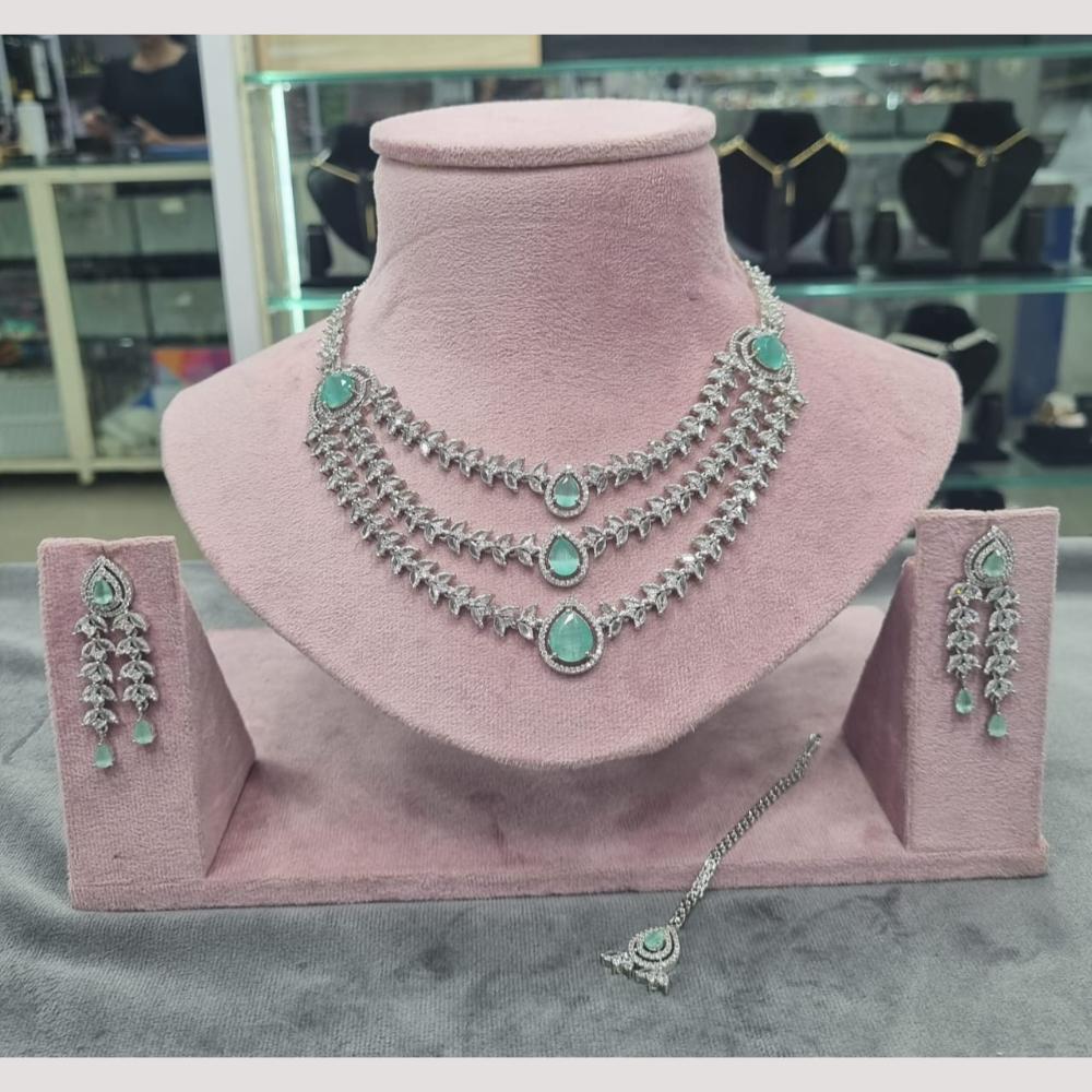 Kavita Art Silver Plated American Diamond Necklace Set