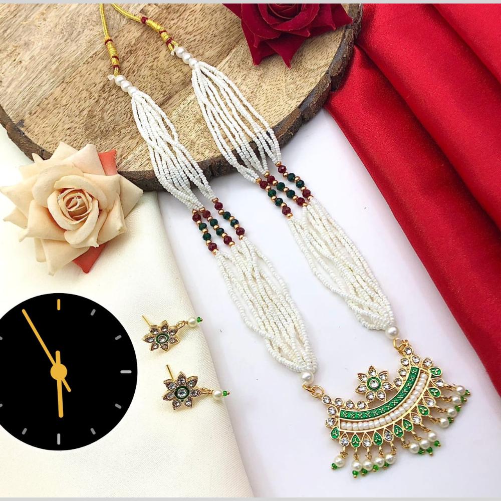 Kavita Art Gold Plated Meenakari And Austrian Stone Long Necklace Set