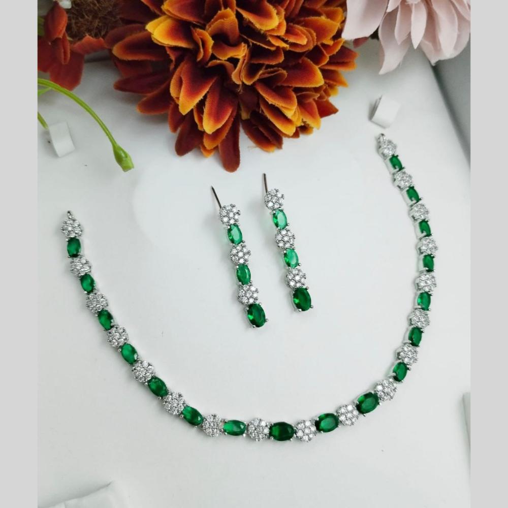 Kavita Art Silver Plated American Diamond Necklace Set