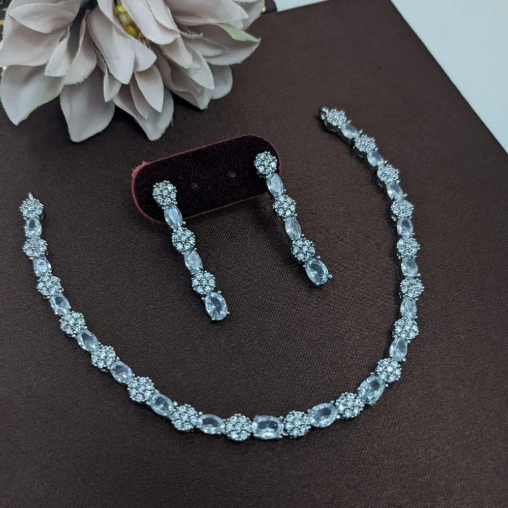Kavita Art Silver Plated American Diamond Necklace Set