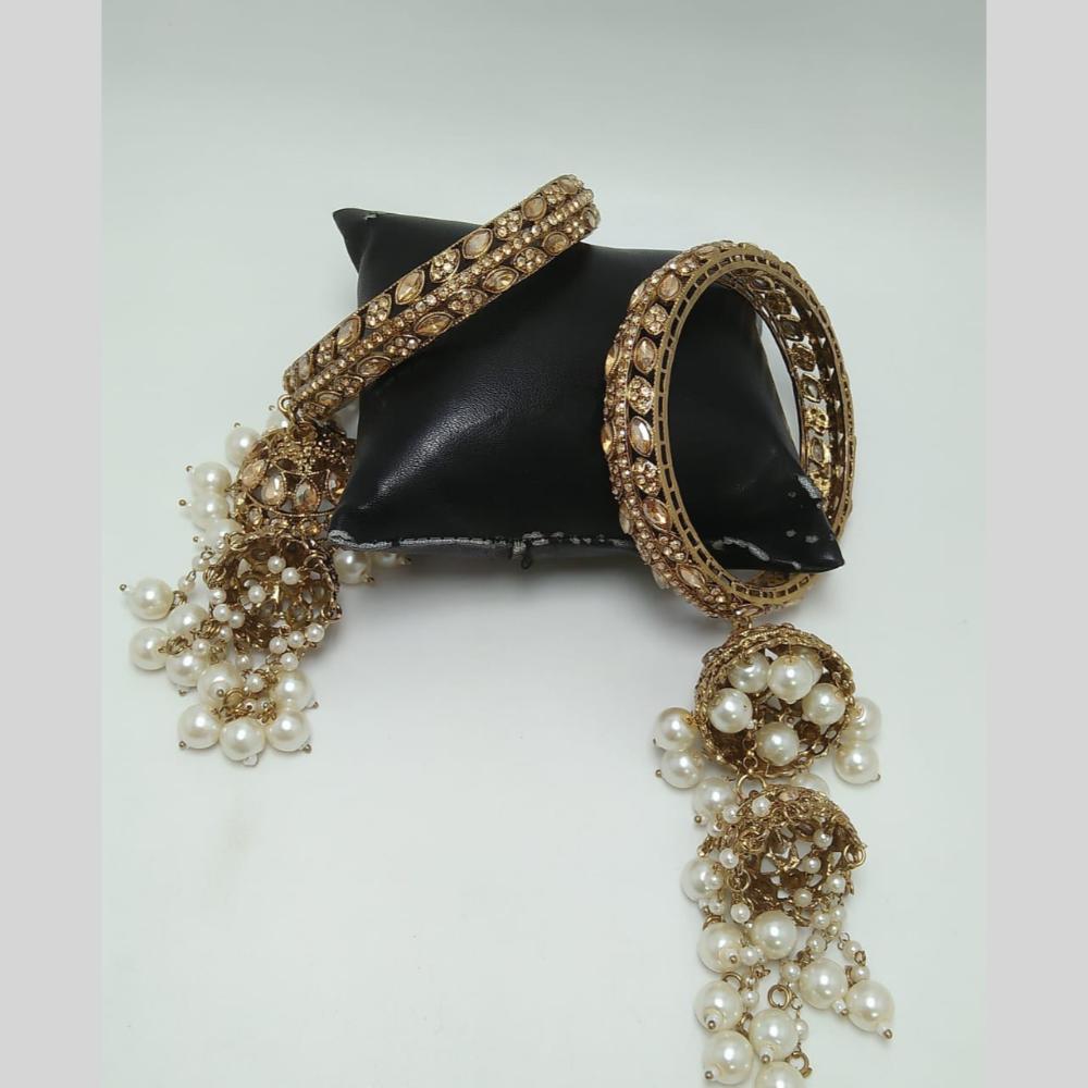 Kavita Art Gold Plated Crystal Stone Bangles Set